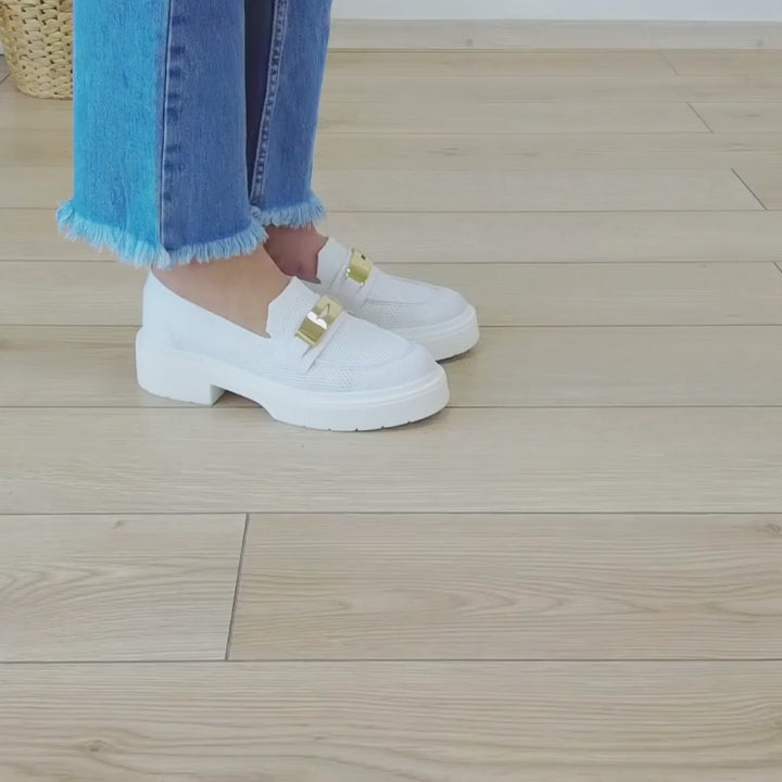 Tono Kadın Bej Triko Loafer Ayakkabı
