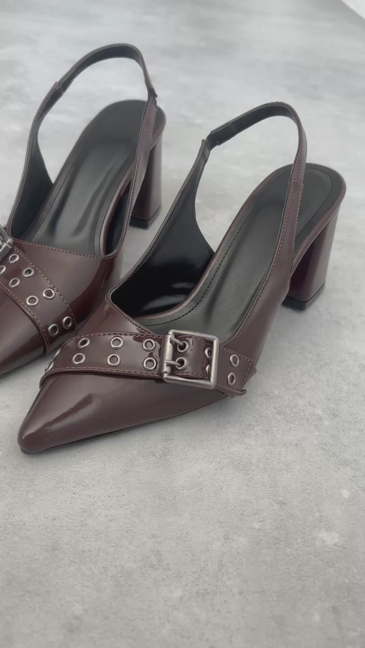 Keira Acı Kahve Rugan Kadın Topuklu Ayakkabı