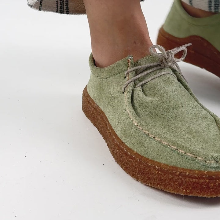 Pazu Kadın Süet Mint Yeşili Bağcıklı Günlük Ayakkabı