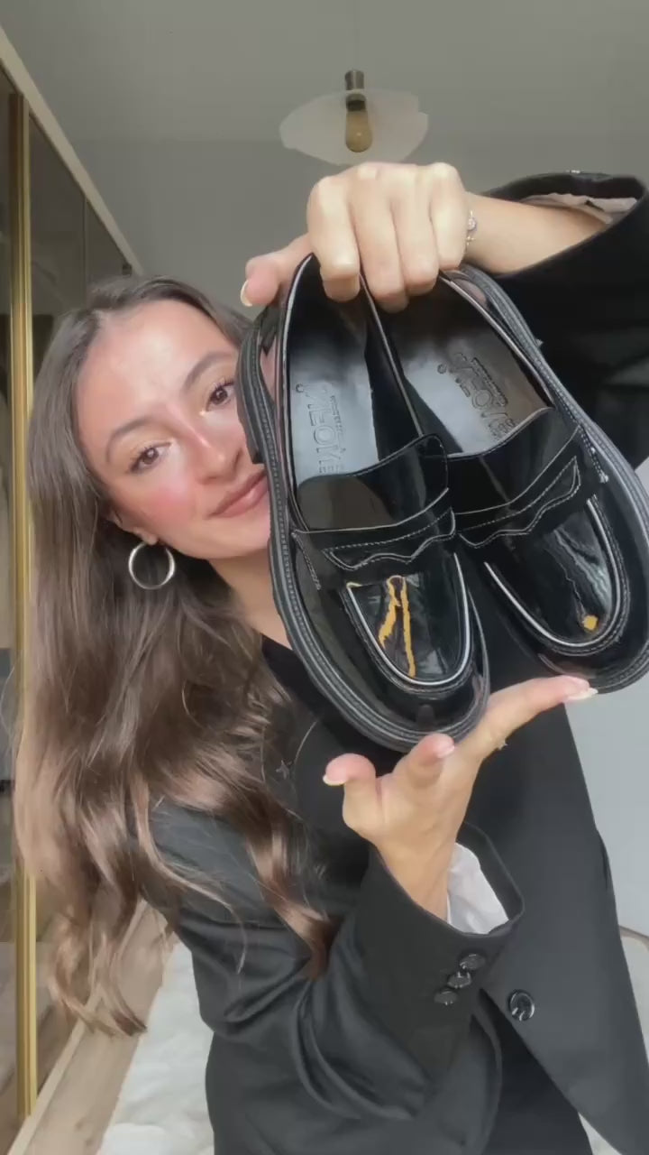 Renesa Siyah Rugan Günlük Yüksek Tabanlı Loafer Ayakkabı