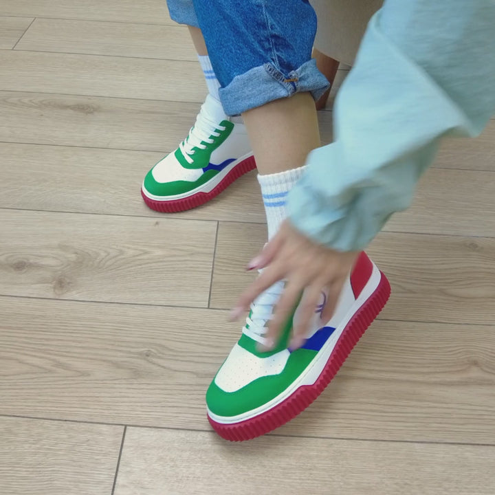 Benetton Lanse Kadın Beyaz Mavi Spor Ayakkabı BN-31201