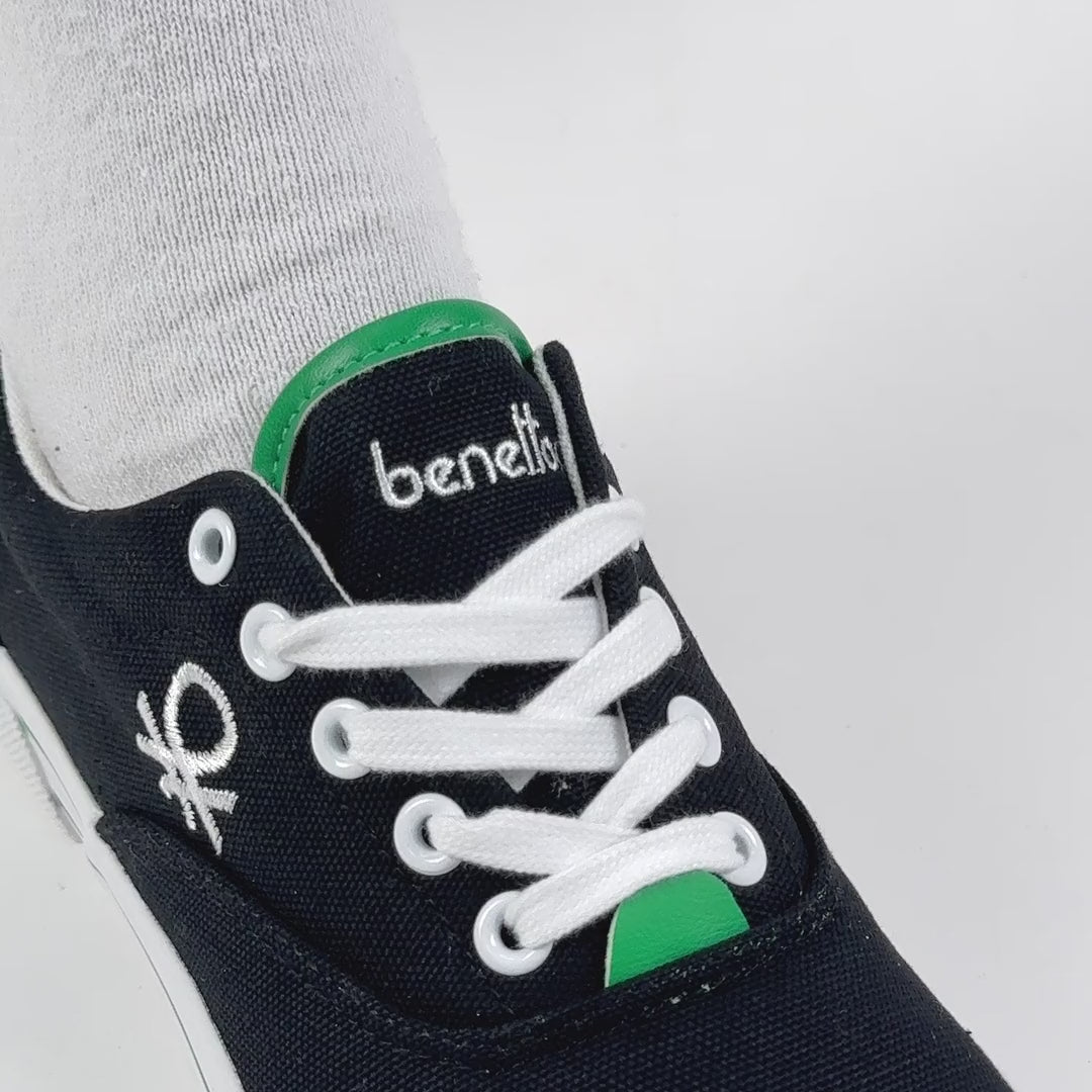Benetton Pelova Kadın Keten Siyah Beyaz Spor Ayakkabı BNI-10091