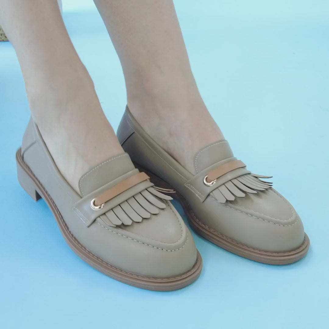 Lole Loafer Kalın Taban Cilt Vizon Loafer