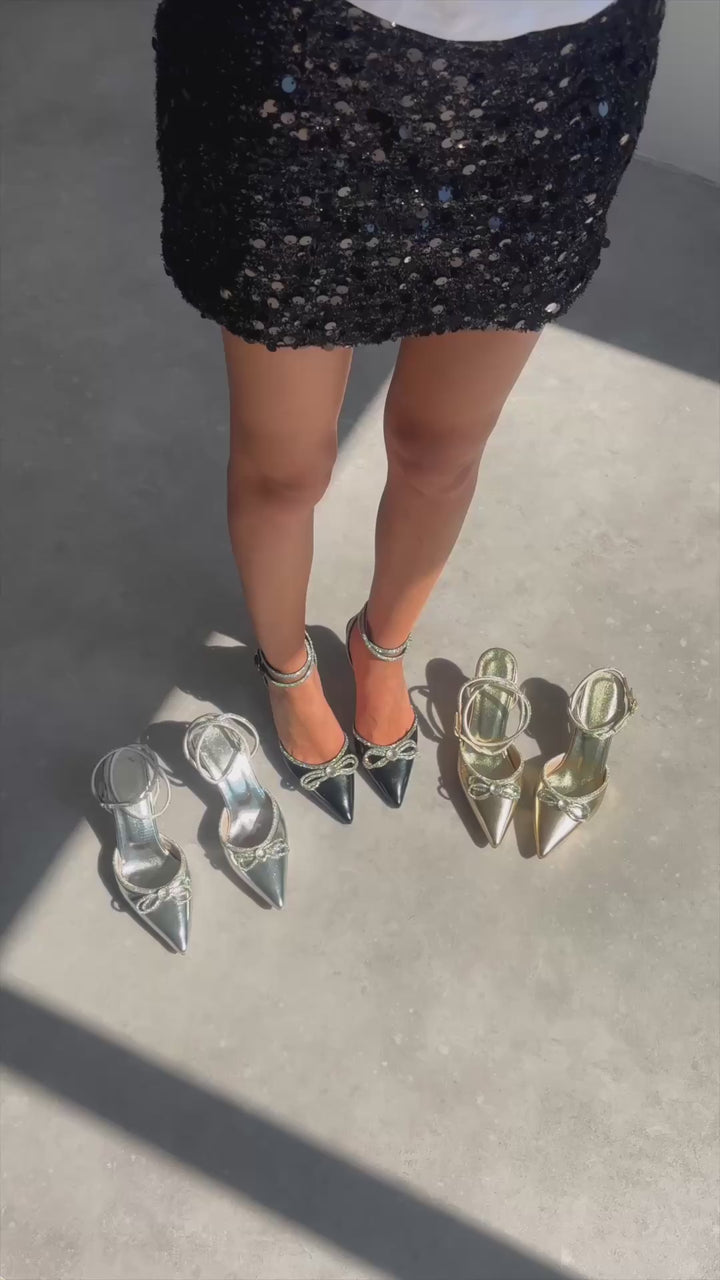 İrina Kadın Siyah Taşlı Topuklu Abiye Ayakkabı