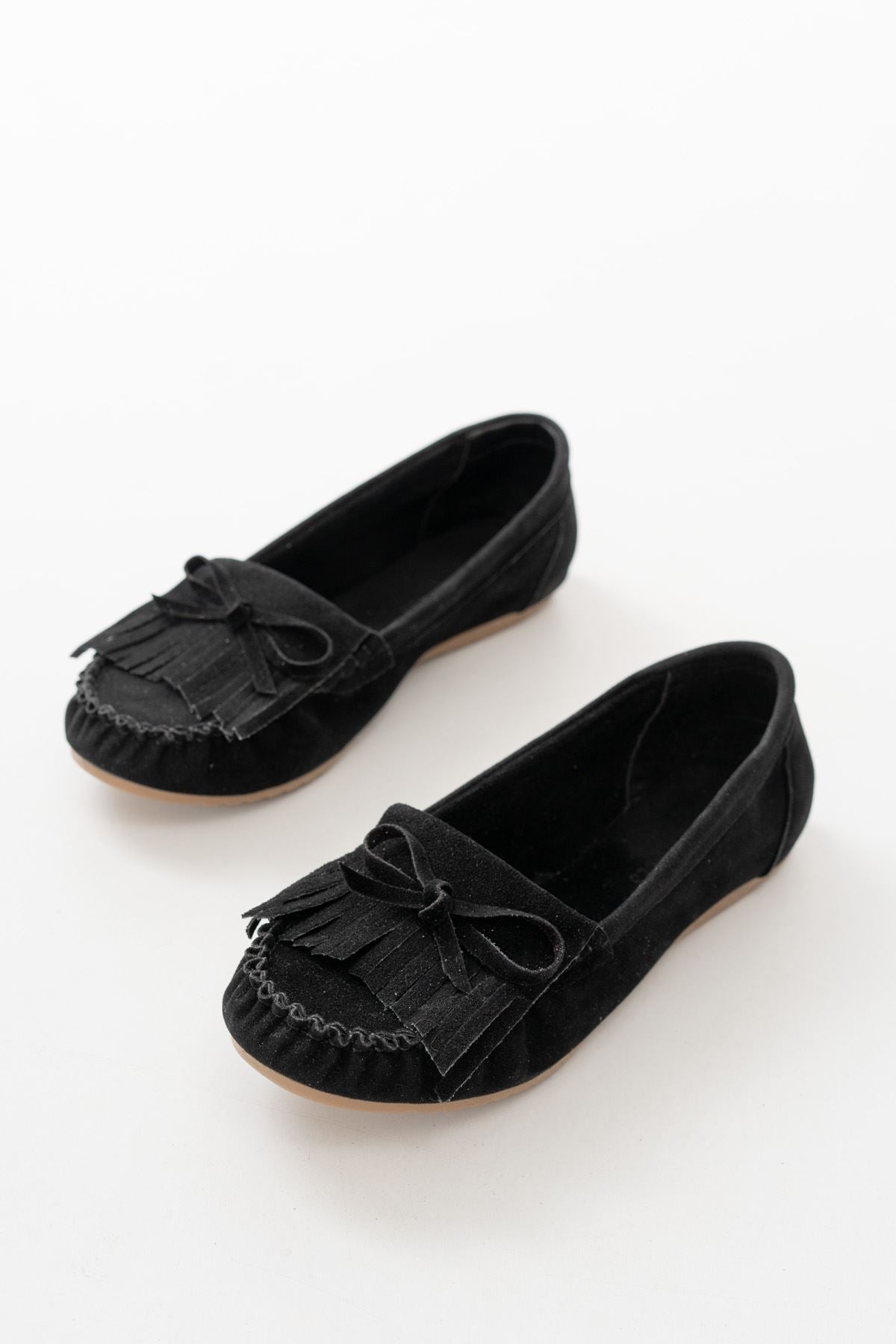 Cannis Siyah Süet Püsküllü Günlük Kadın Babet