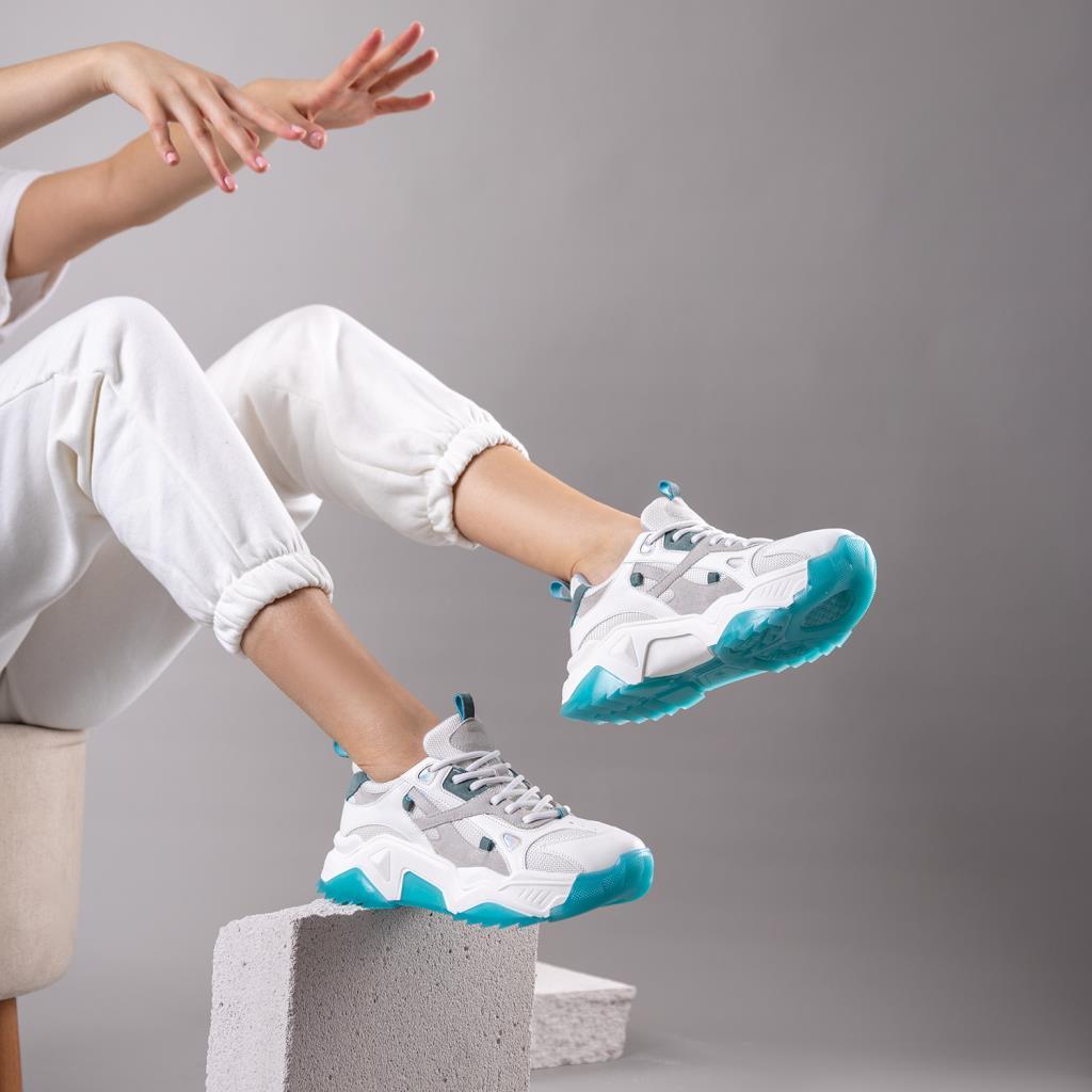 Rentın Kadın Beyaz Turkuaz Spor Ayakkabı