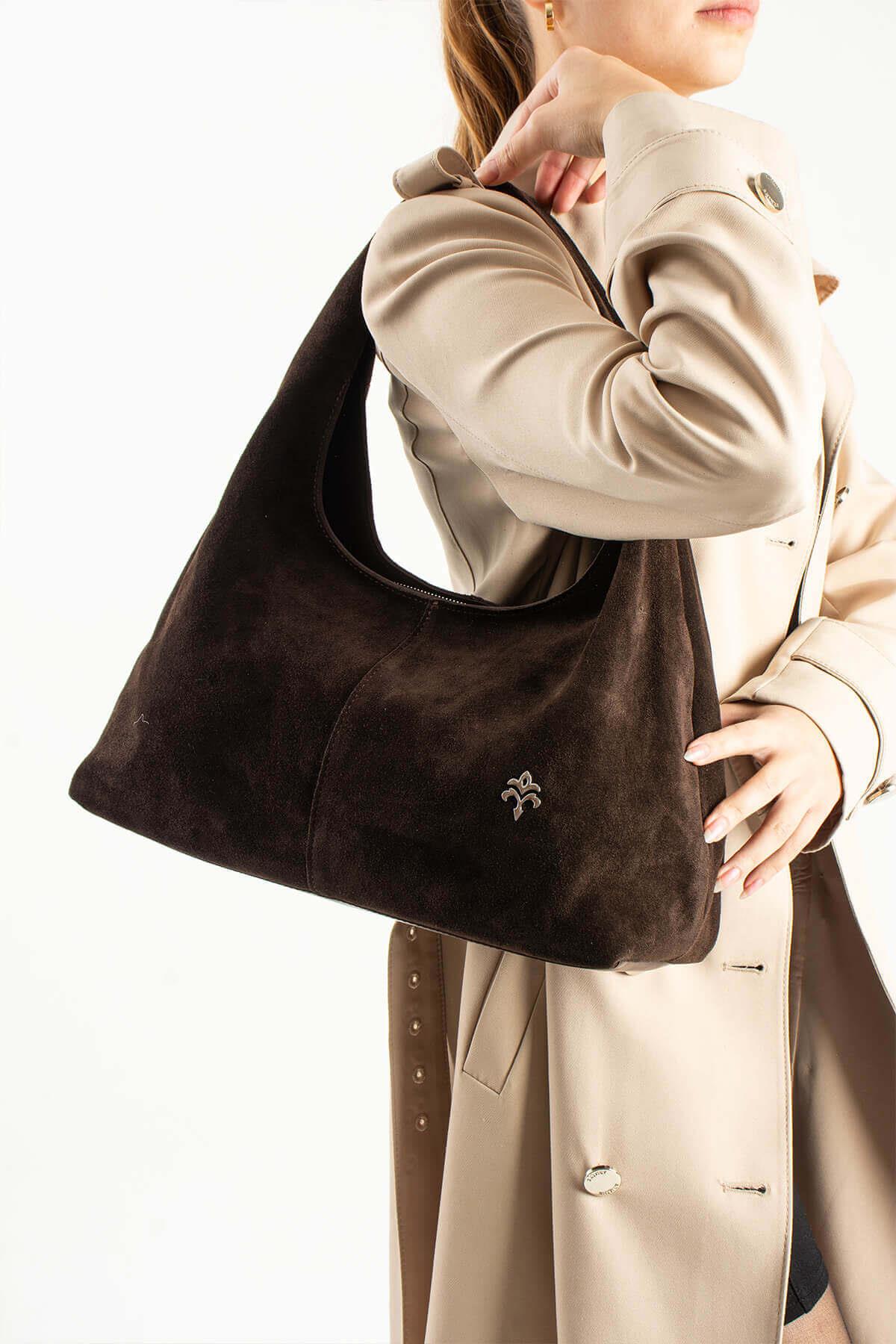 RHEXIA Kadın Hakiki Süet Deri Omuz Çantası