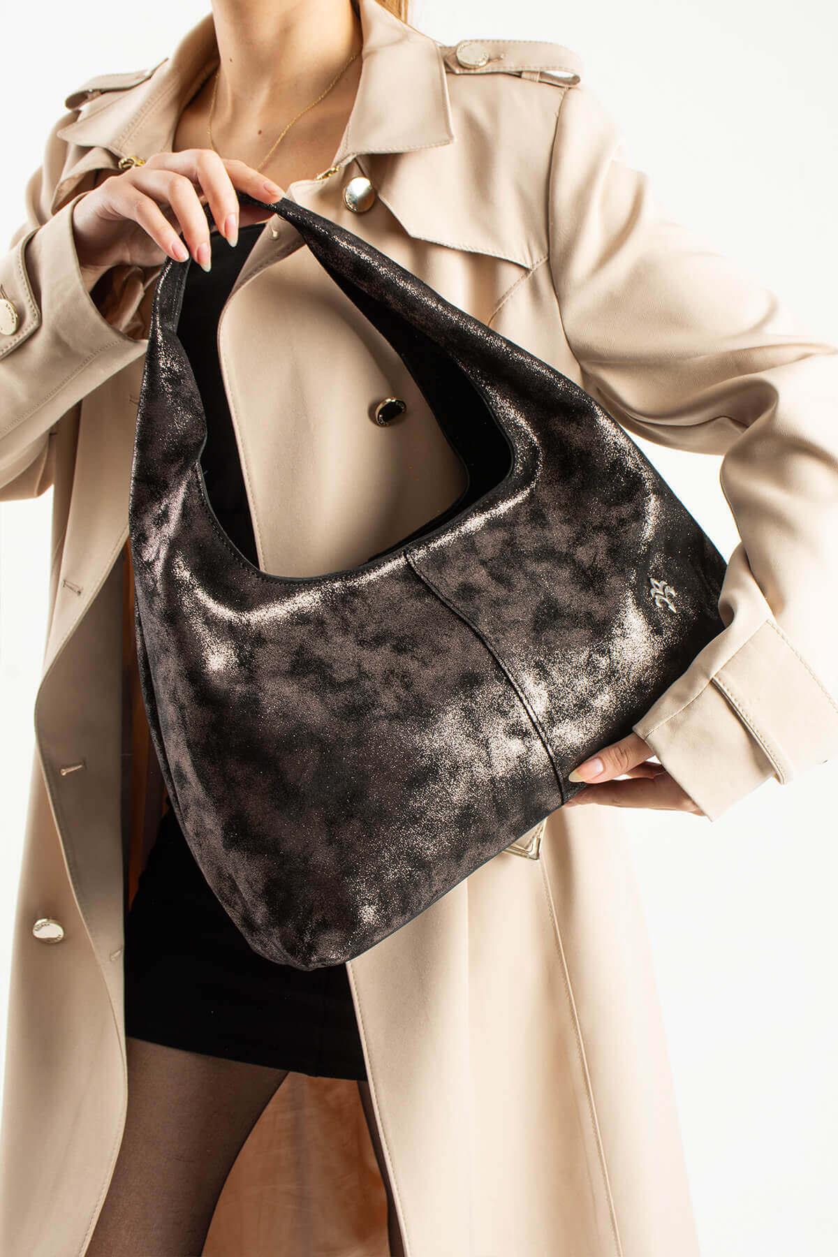 RHEXIA Kadın Hakiki Süet Deri Omuz Çantası