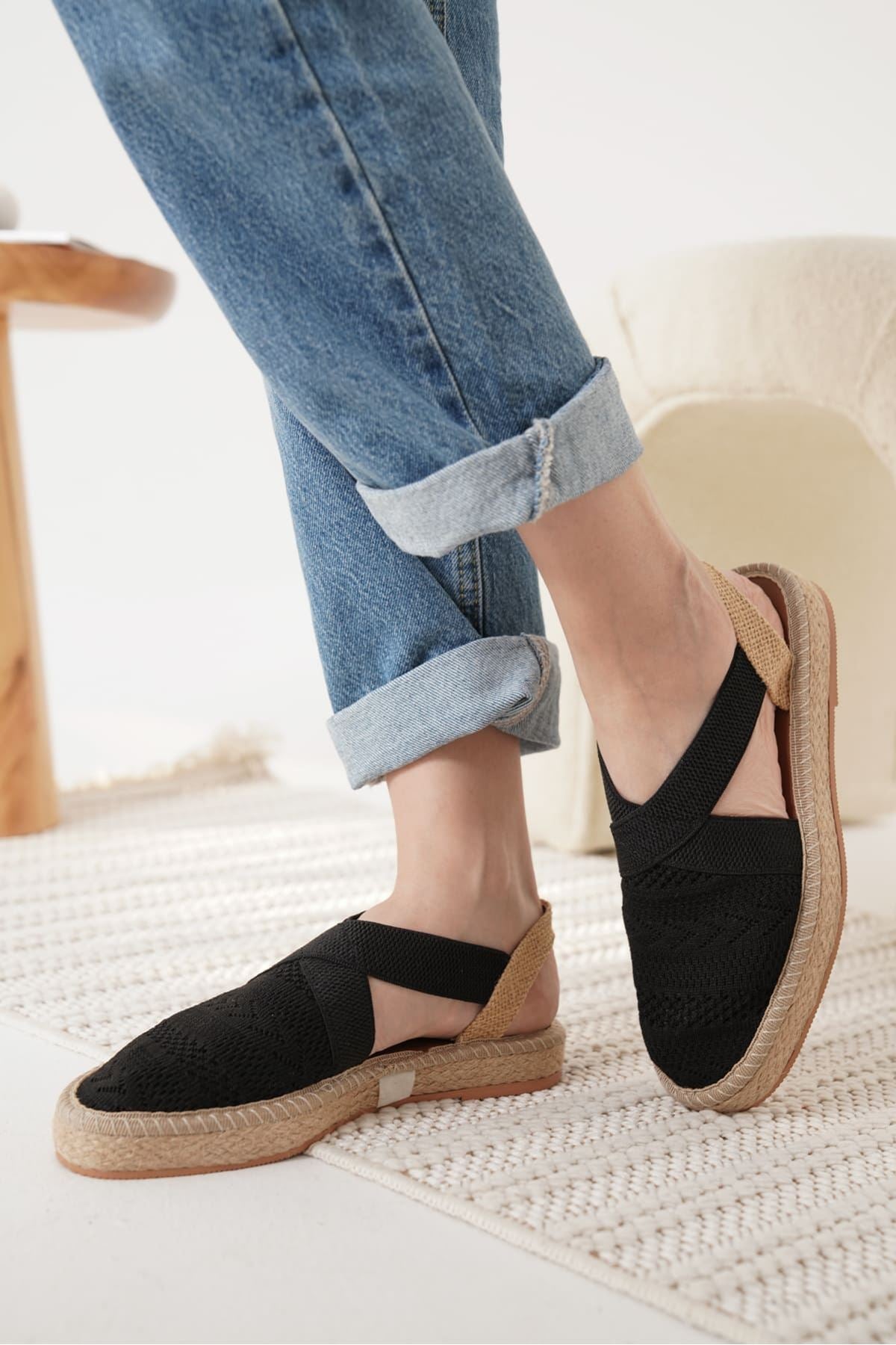 Rosa Kadın Triko Siyah Espadril Ayakkabı