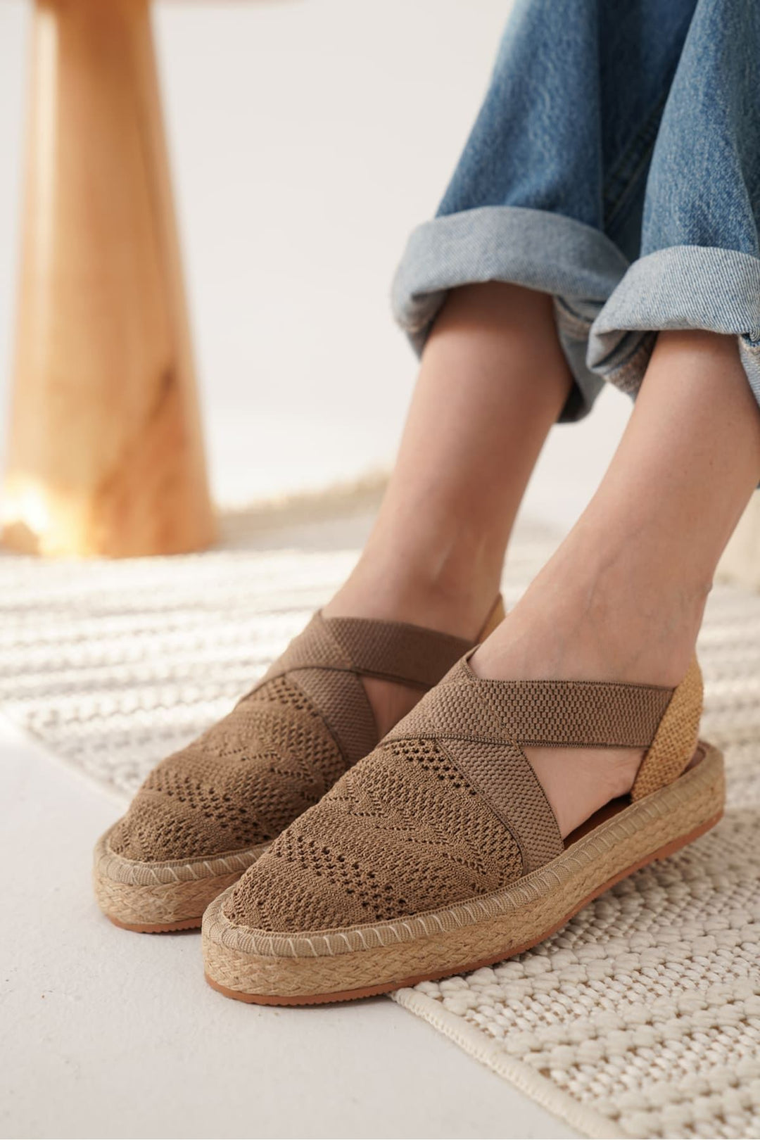 Rosa Kadın Triko Vizon Espadril Ayakkabı