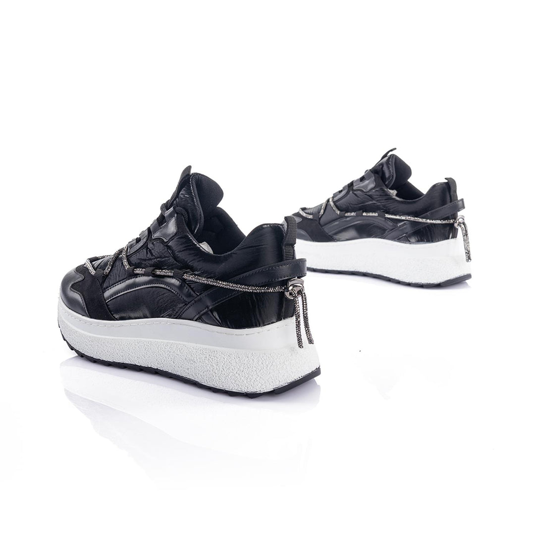 Roshan Kadın Simli Bağcık Detaylı Siyah Spor Ayakkabı