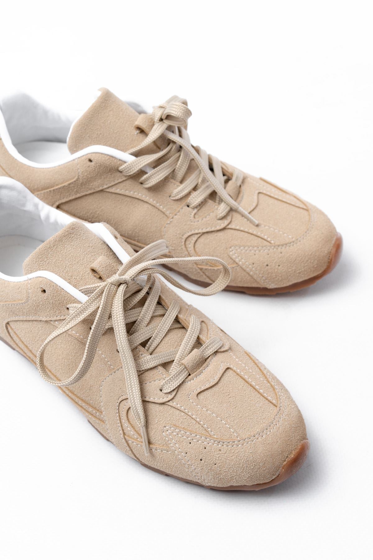 Purnal Bej Süet İnce Taban Spor Ayakkabı