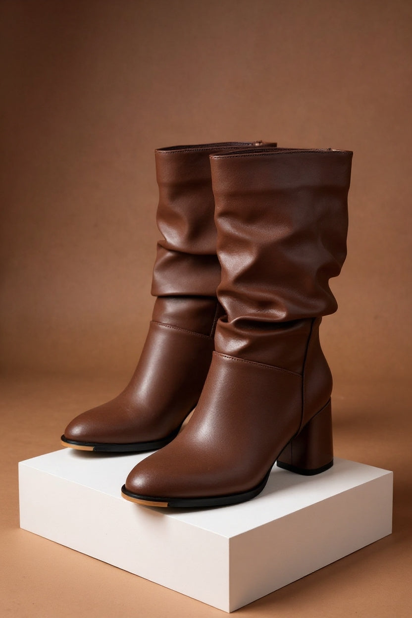 Mevher Kahverengi Topuklu Körüklü Kadın Bot