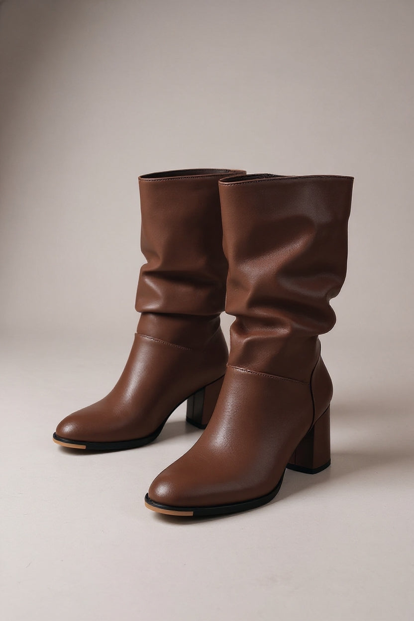 Mevher Kahverengi Topuklu Körüklü Kadın Bot