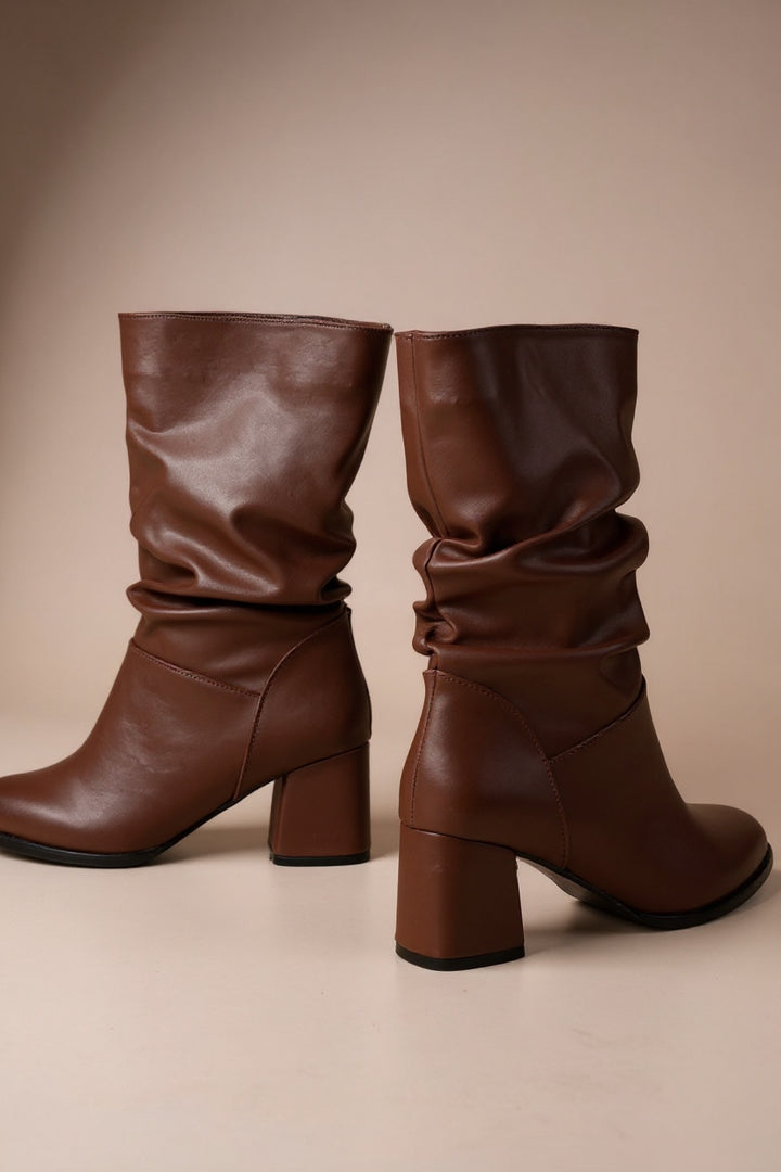 Mevher Kahverengi Topuklu Körüklü Kadın Bot
