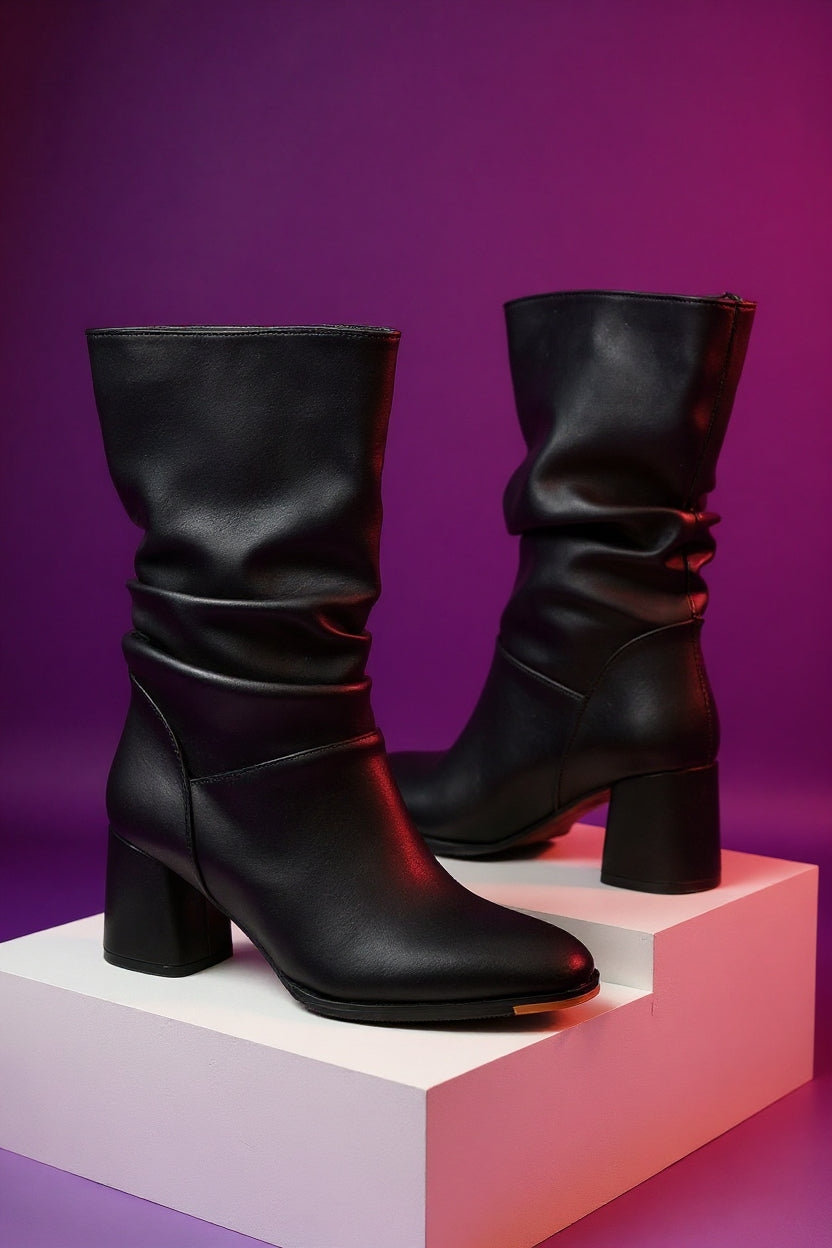 Mevher Siyah Topuklu Körüklü Kadın Bot