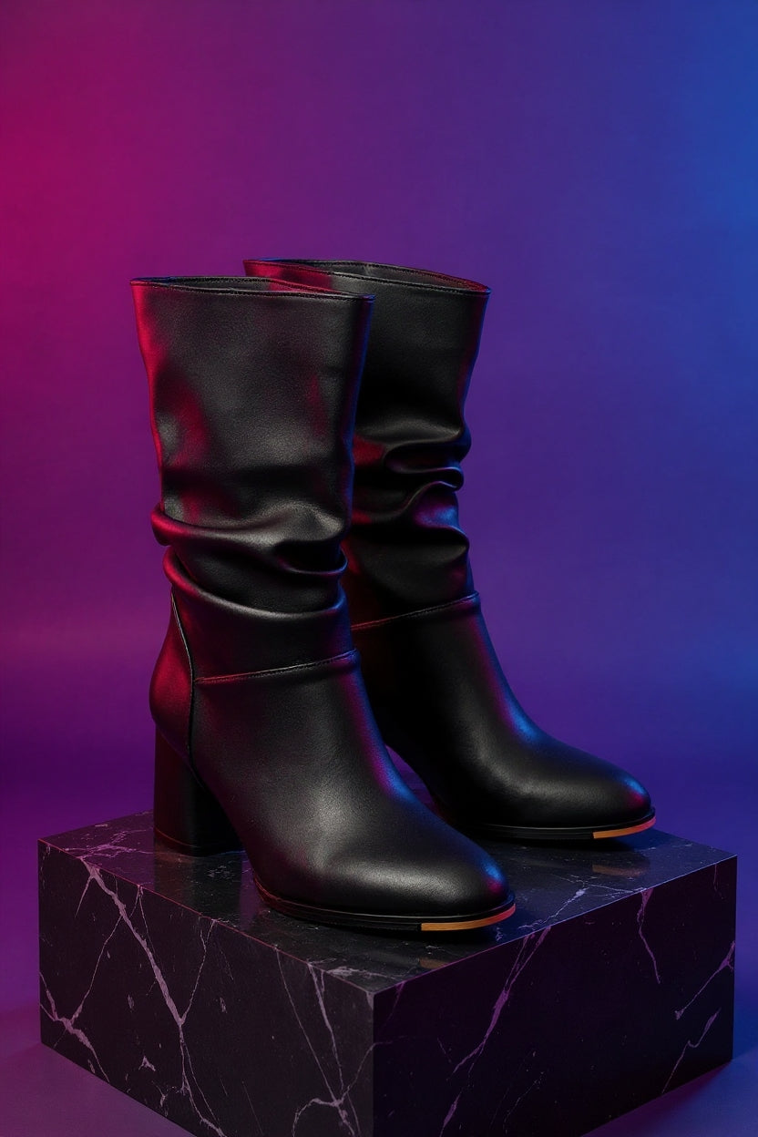 Mevher Siyah Topuklu Körüklü Kadın Bot