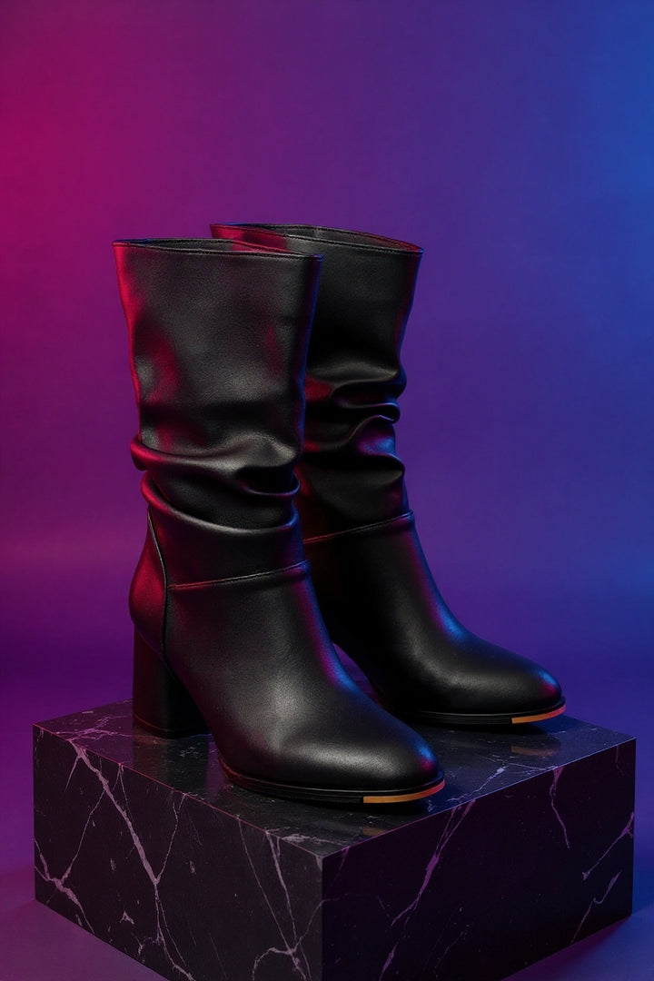 Mevher Siyah Topuklu Körüklü Kadın Bot