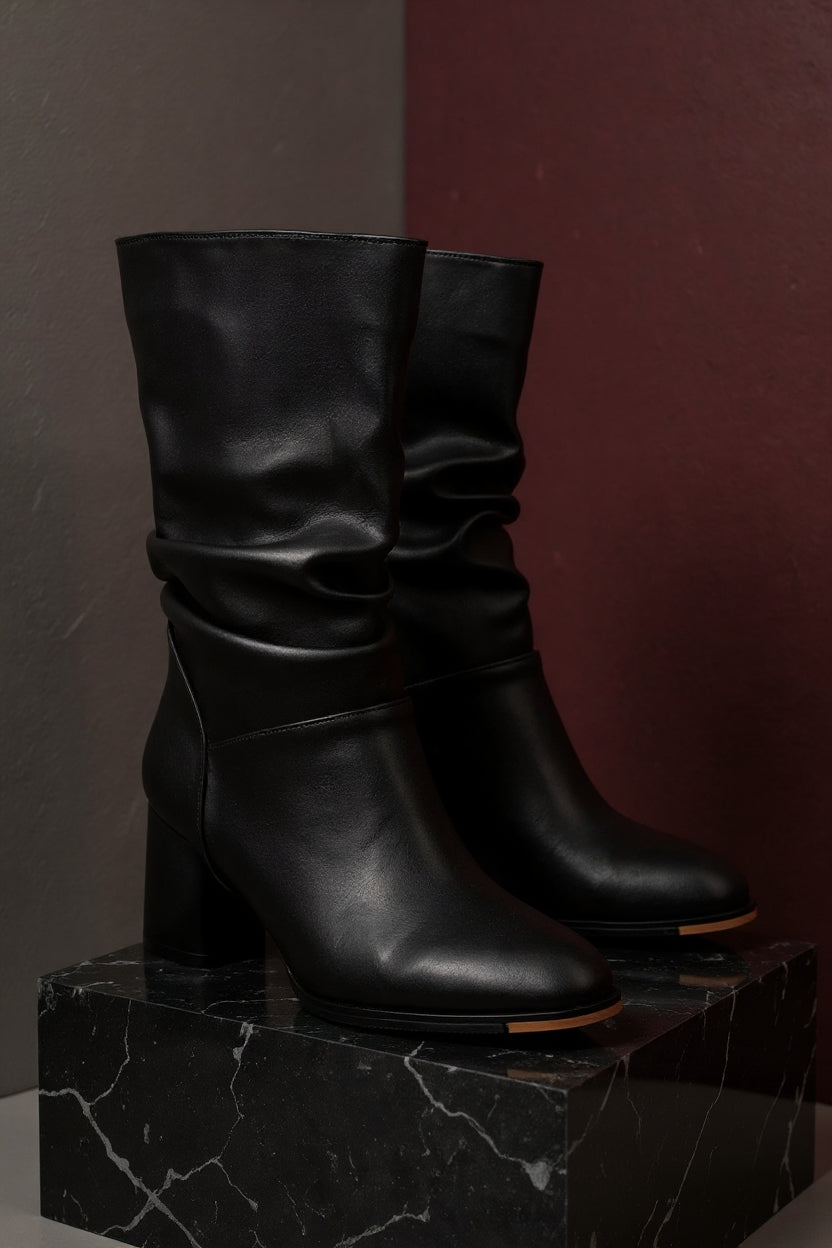 Mevher Siyah Topuklu Körüklü Kadın Bot