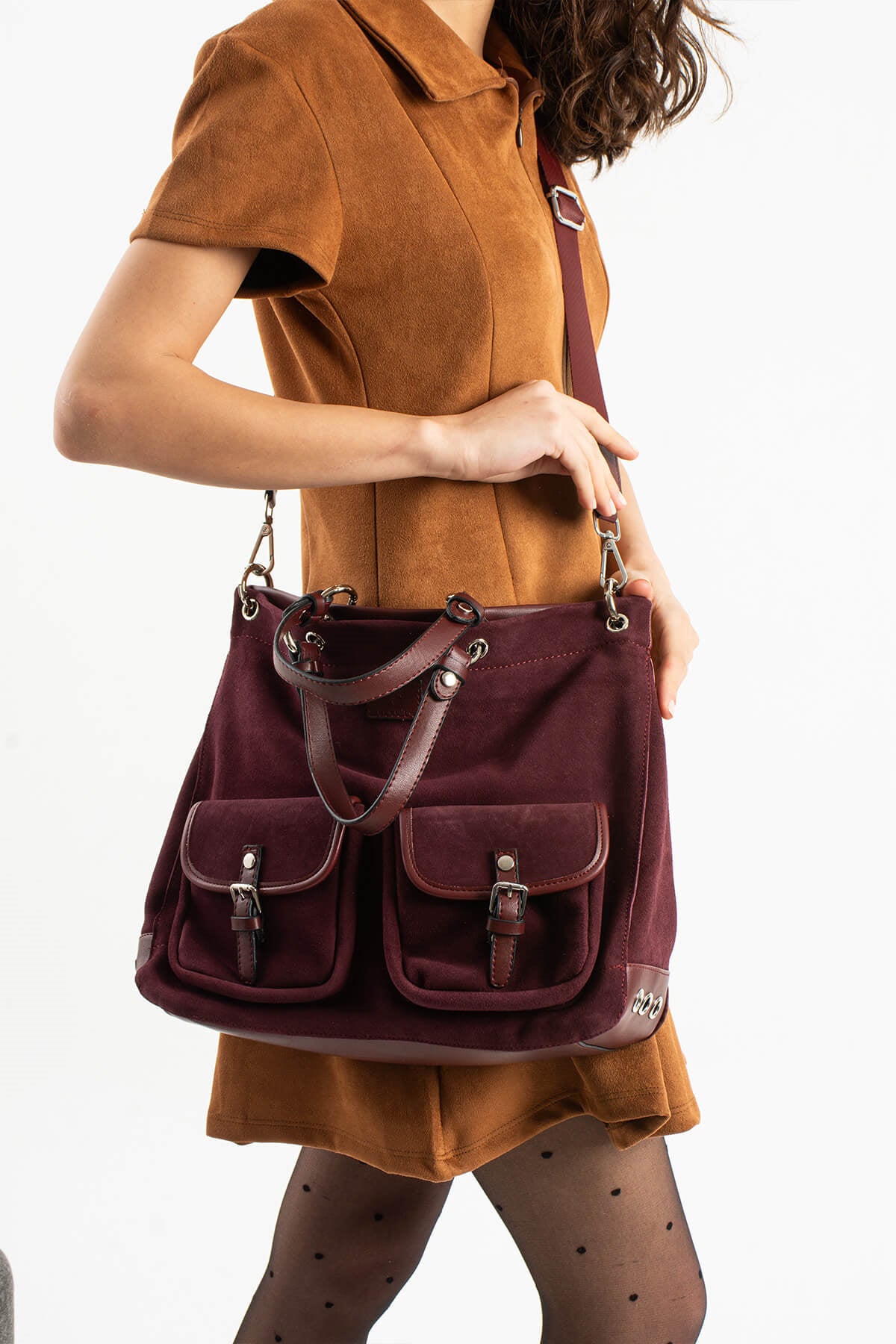 SELORA Hakiki Süet Deri Kadın El Çantası