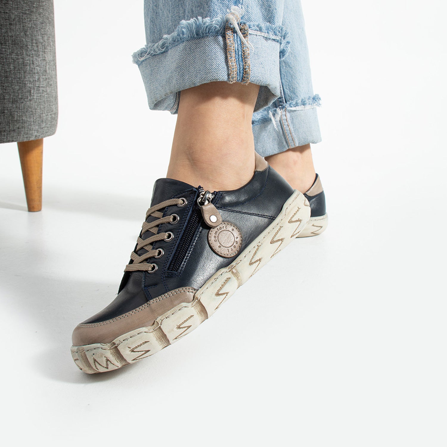 Serpa Kadın Hakiki Deri Koyu Lacivert Günlük Ayakkabı