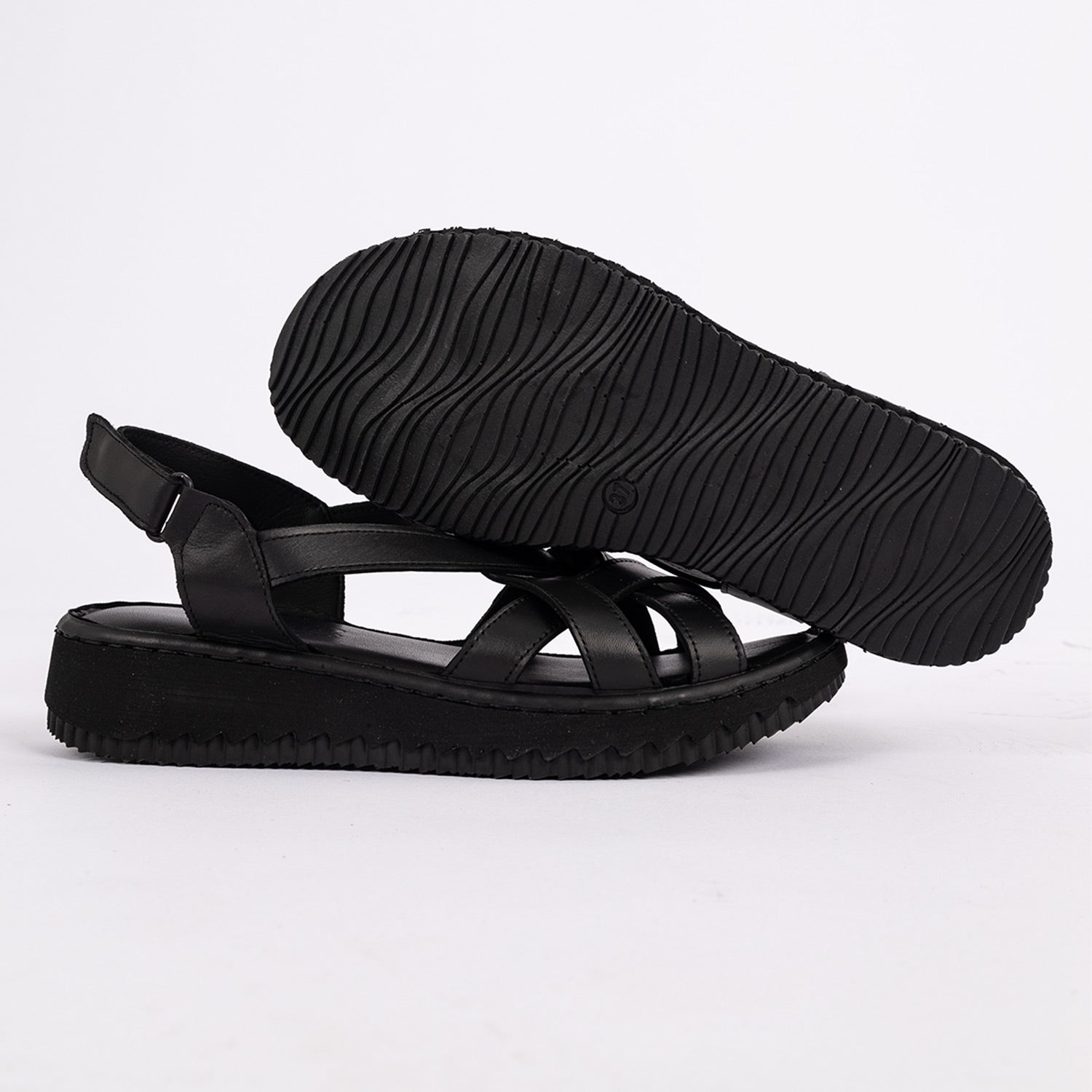 Seta Kadın Hakiki Deri Mat Siyah Sandalet