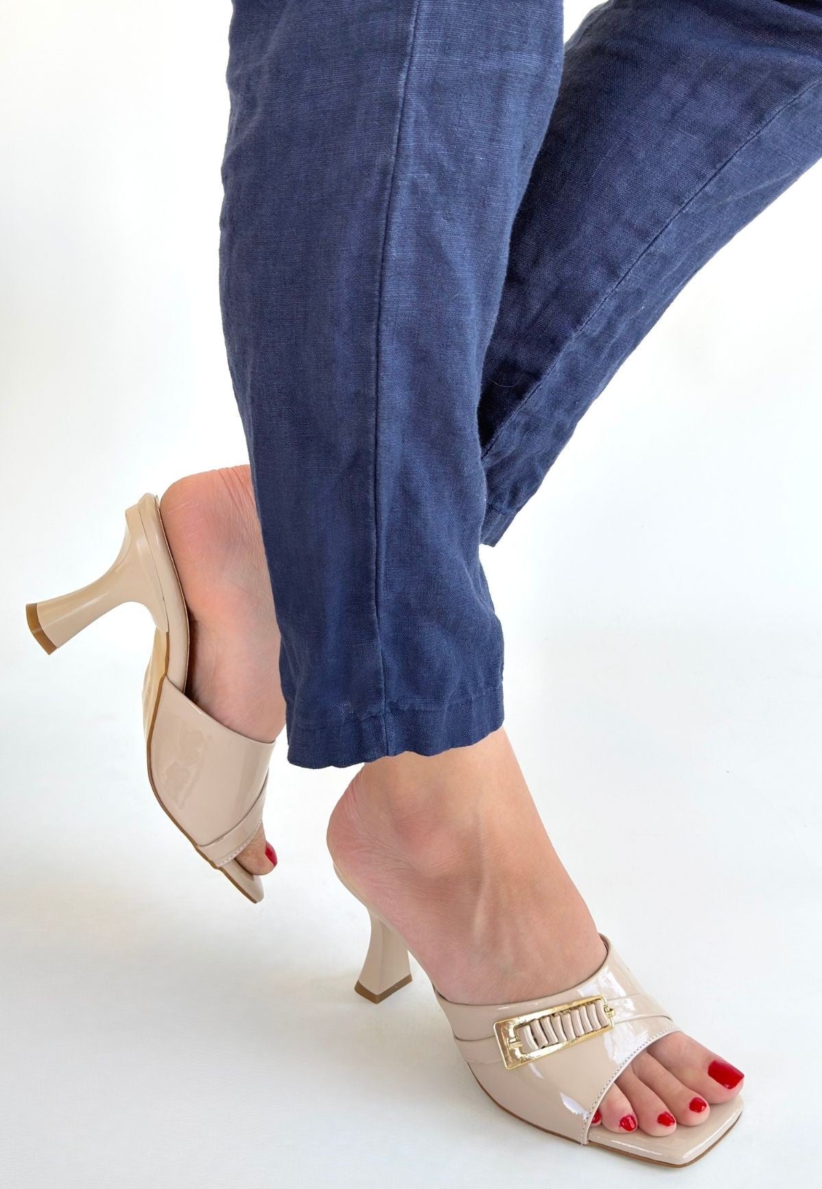 Sief Kadın Bej Rugan Topuklu Terlik