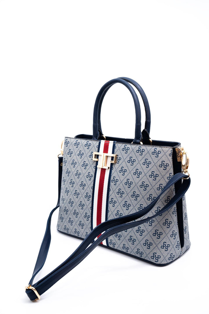 Silver & Polo SP924 Şeritli Monogram Kadın El Çantası
