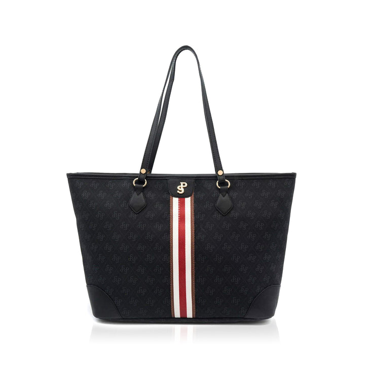 Silver & Polo SP1169 Şeritli Monogram Kadın Omuz Shopper Çanta