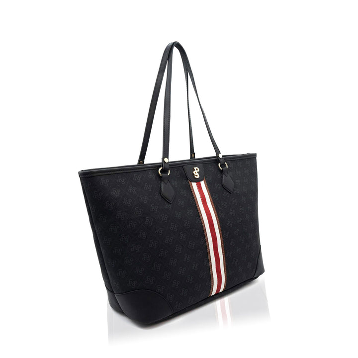 Silver & Polo SP1169 Şeritli Monogram Kadın Omuz Shopper Çanta