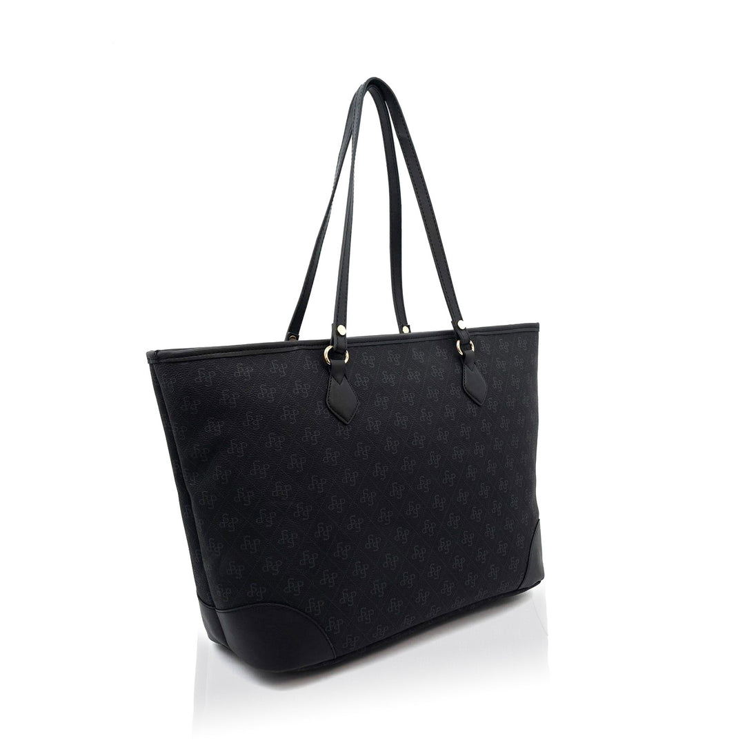 Silver & Polo SP1169 Şeritli Monogram Kadın Omuz Shopper Çanta