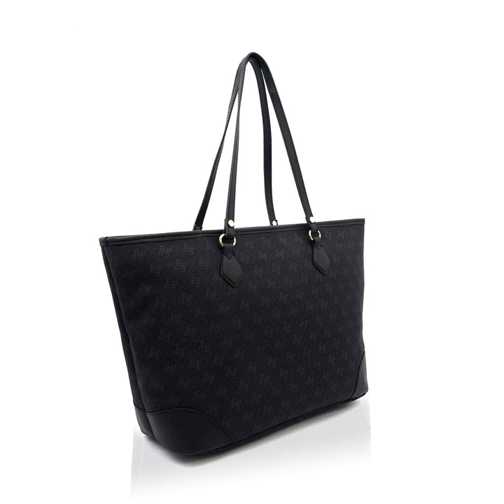 Silver & Polo SP1169 Şeritli Monogram Kadın Omuz Shopper Çanta