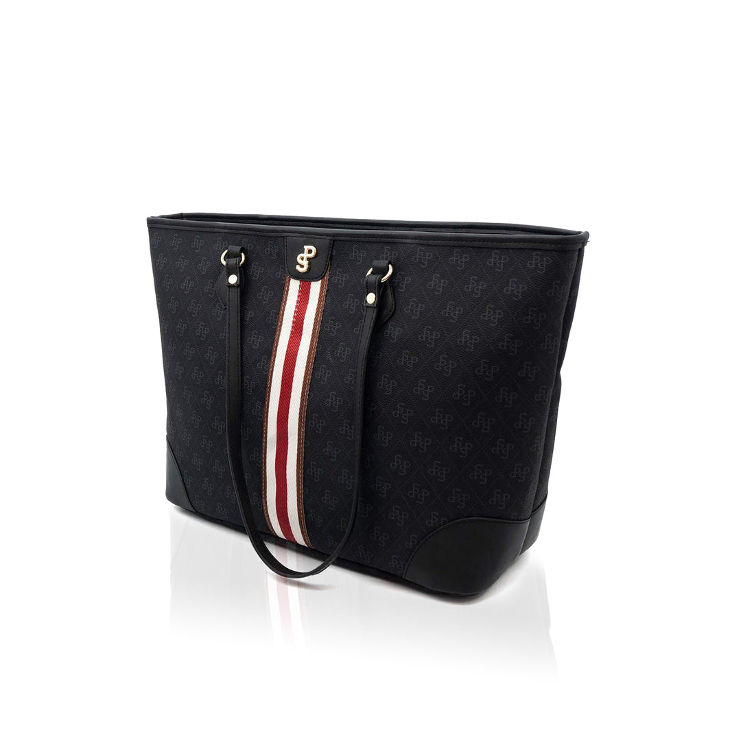 Silver & Polo SP1169 Şeritli Monogram Kadın Omuz Shopper Çanta