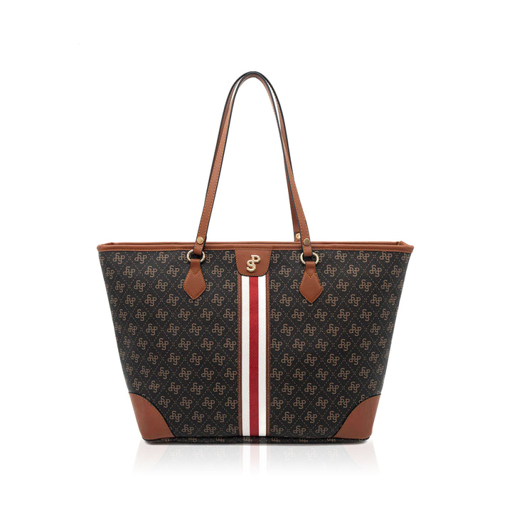 Silver & Polo SP1169 Şeritli Monogram Kadın Omuz Shopper Çanta