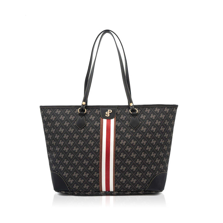 Silver & Polo SP1169 Şeritli Monogram Kadın Omuz Shopper Çanta