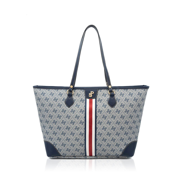 Silver & Polo SP1169 Şeritli Monogram Kadın Omuz Shopper Çanta