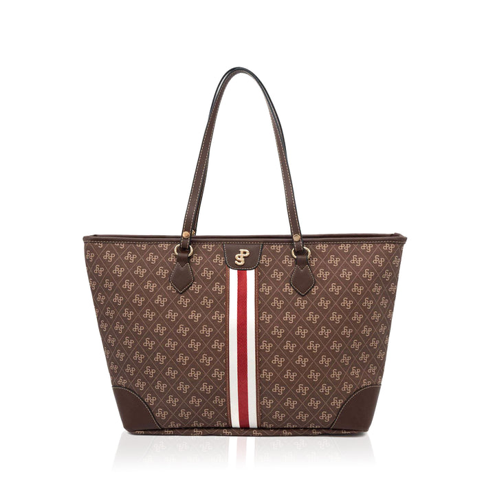 Silver & Polo SP1169 Şeritli Monogram Kadın Omuz Shopper Çanta