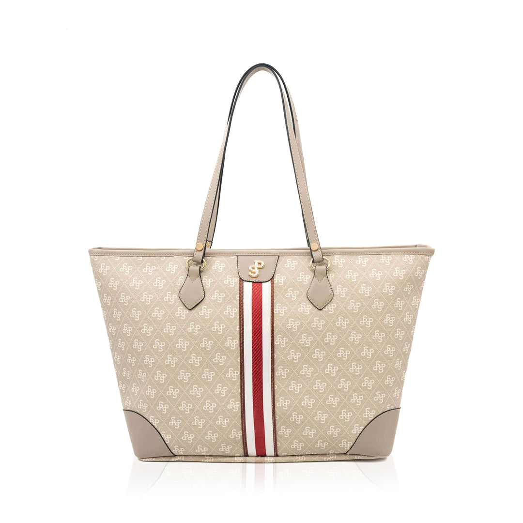 Silver & Polo SP1169 Şeritli Monogram Kadın Omuz Shopper Çanta