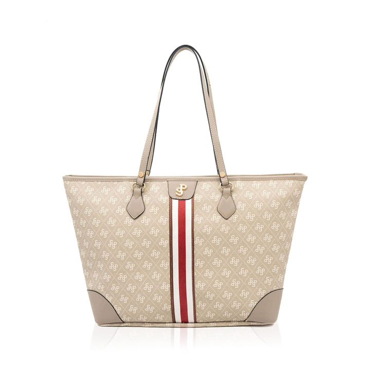 Silver & Polo SP1169 Şeritli Monogram Kadın Omuz Shopper Çanta