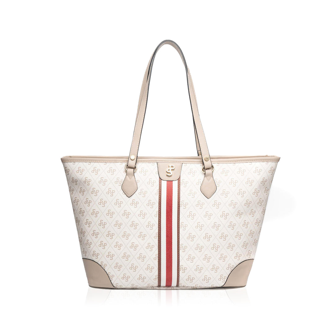 Silver & Polo SP1169 Şeritli Monogram Kadın Omuz Shopper Çanta