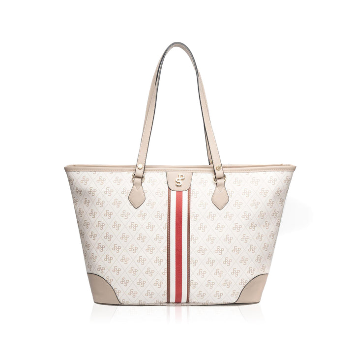 Silver & Polo SP1169 Şeritli Monogram Kadın Omuz Shopper Çanta