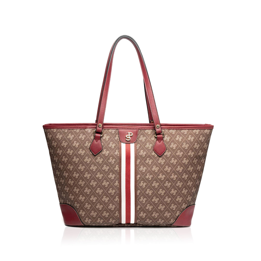 Silver & Polo SP1169 Şeritli Monogram Kadın Omuz Shopper Çanta
