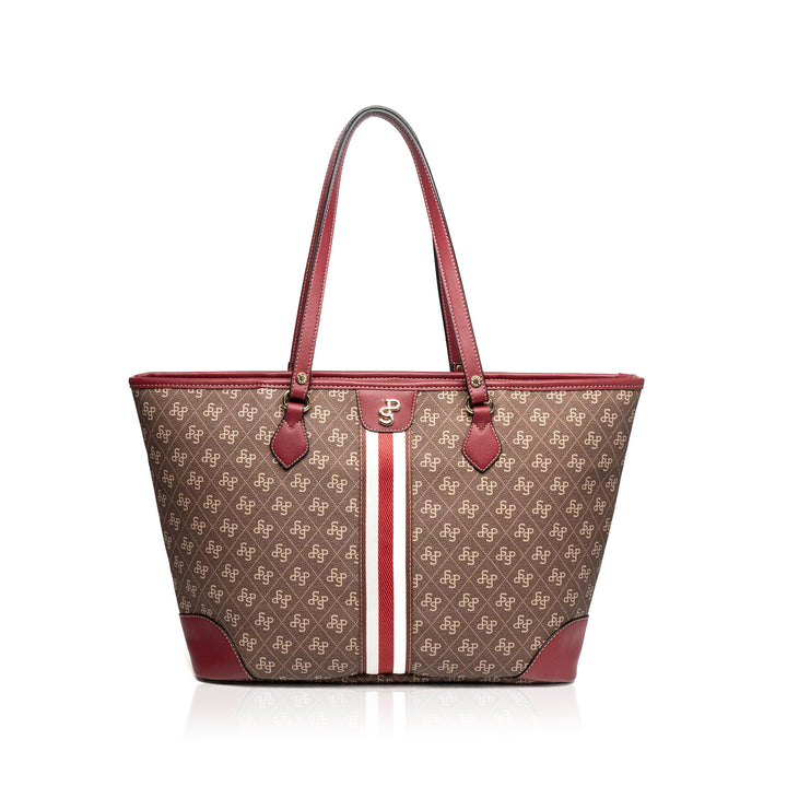 Silver & Polo SP1169 Şeritli Monogram Kadın Omuz Shopper Çanta