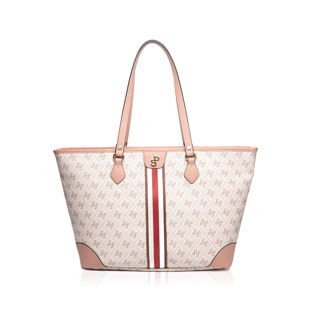 Silver & Polo SP1169 Şeritli Monogram Kadın Omuz Shopper Çanta