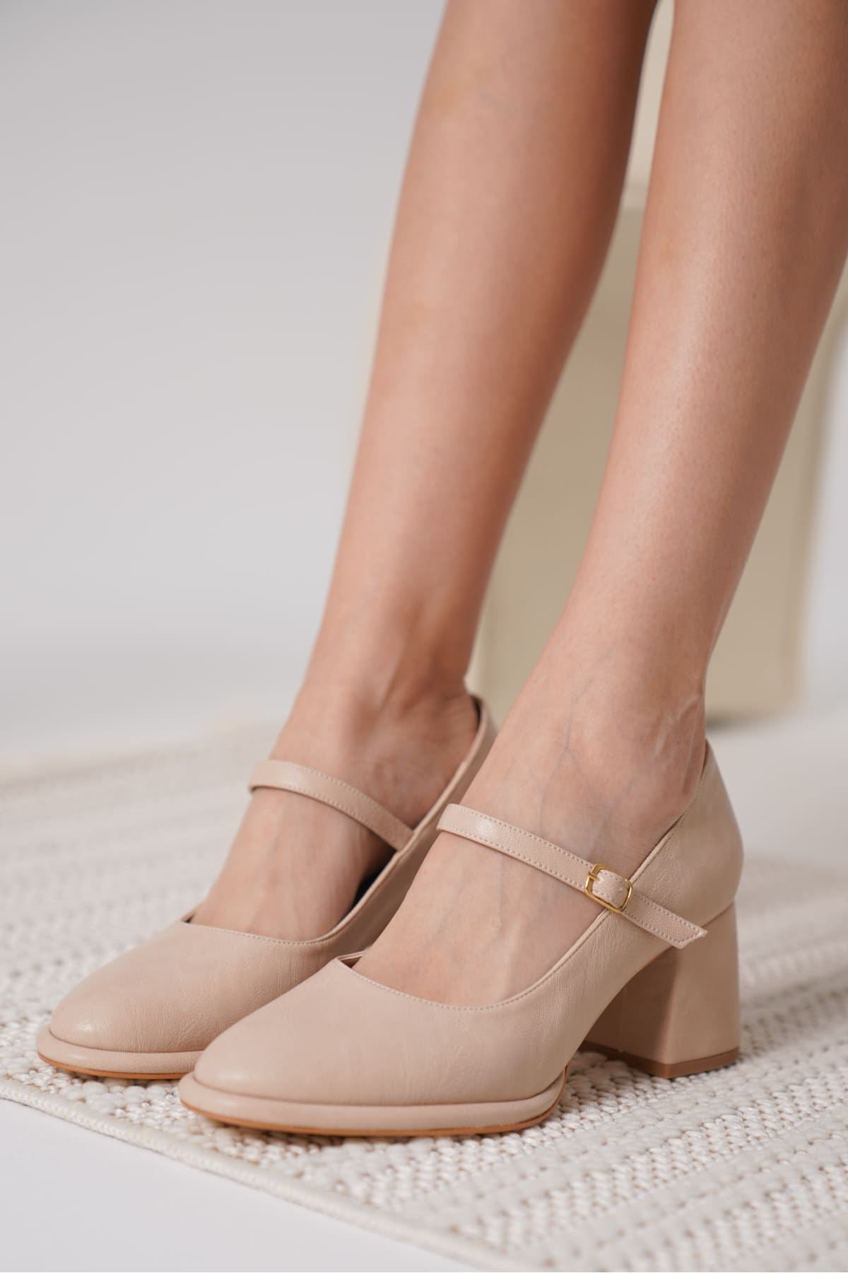 Slay Kadın Nude Tokalı Topuklu Ayakkabı