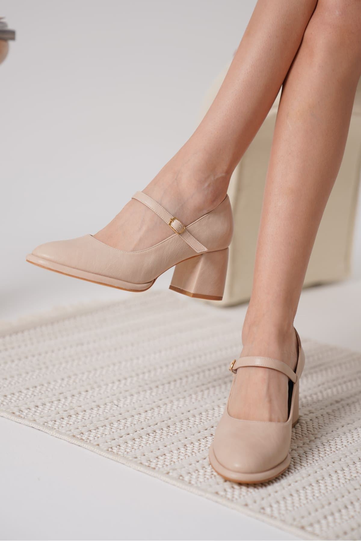 Slay Kadın Nude Tokalı Topuklu Ayakkabı