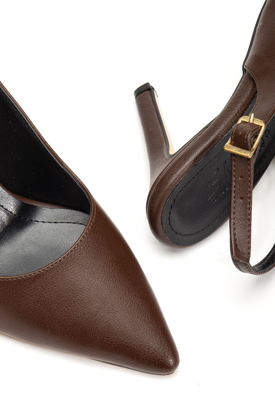 Holzercy Kahve Arkası Açık Kadın Topuklu Ayakkabı