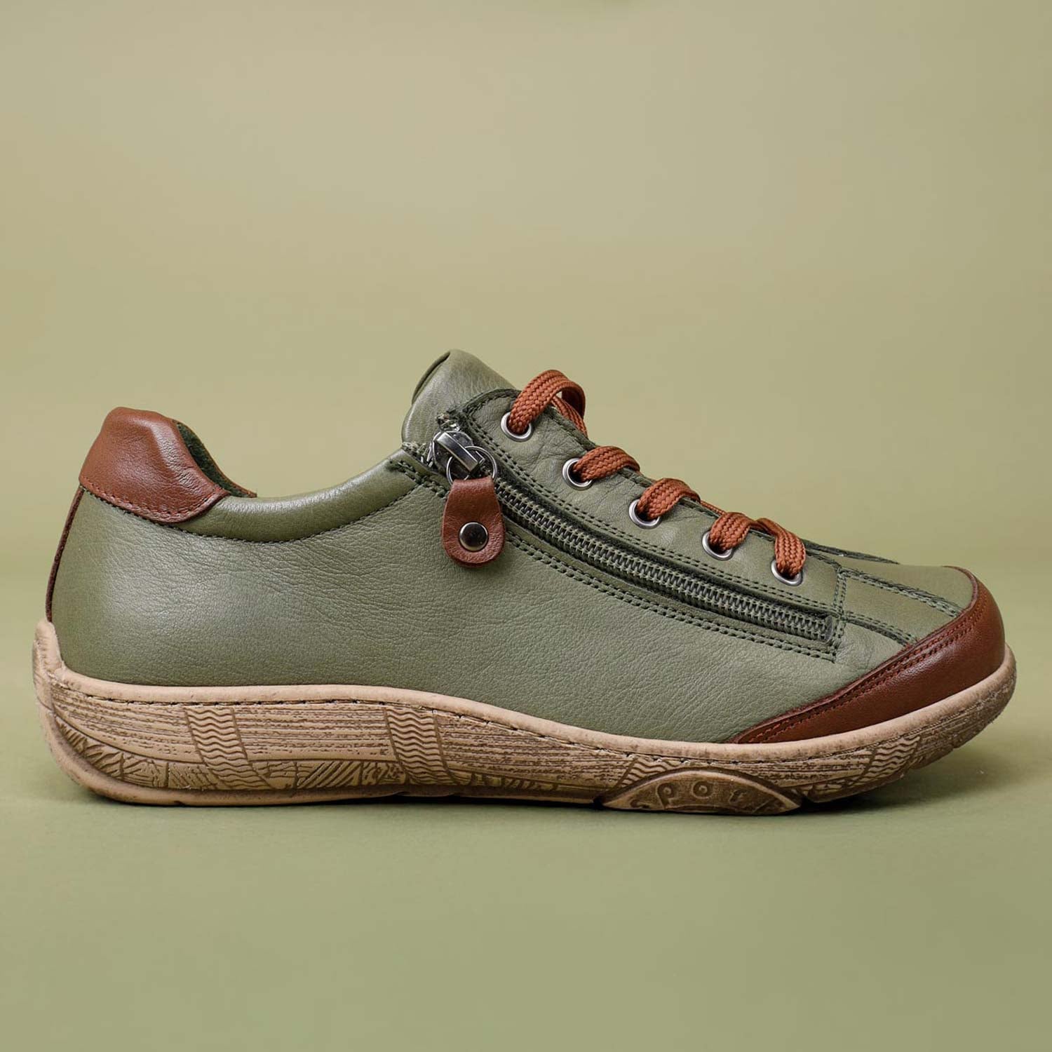 Sunset Kadın Hakiki Deri Yeşil Kahve Ayakkabı