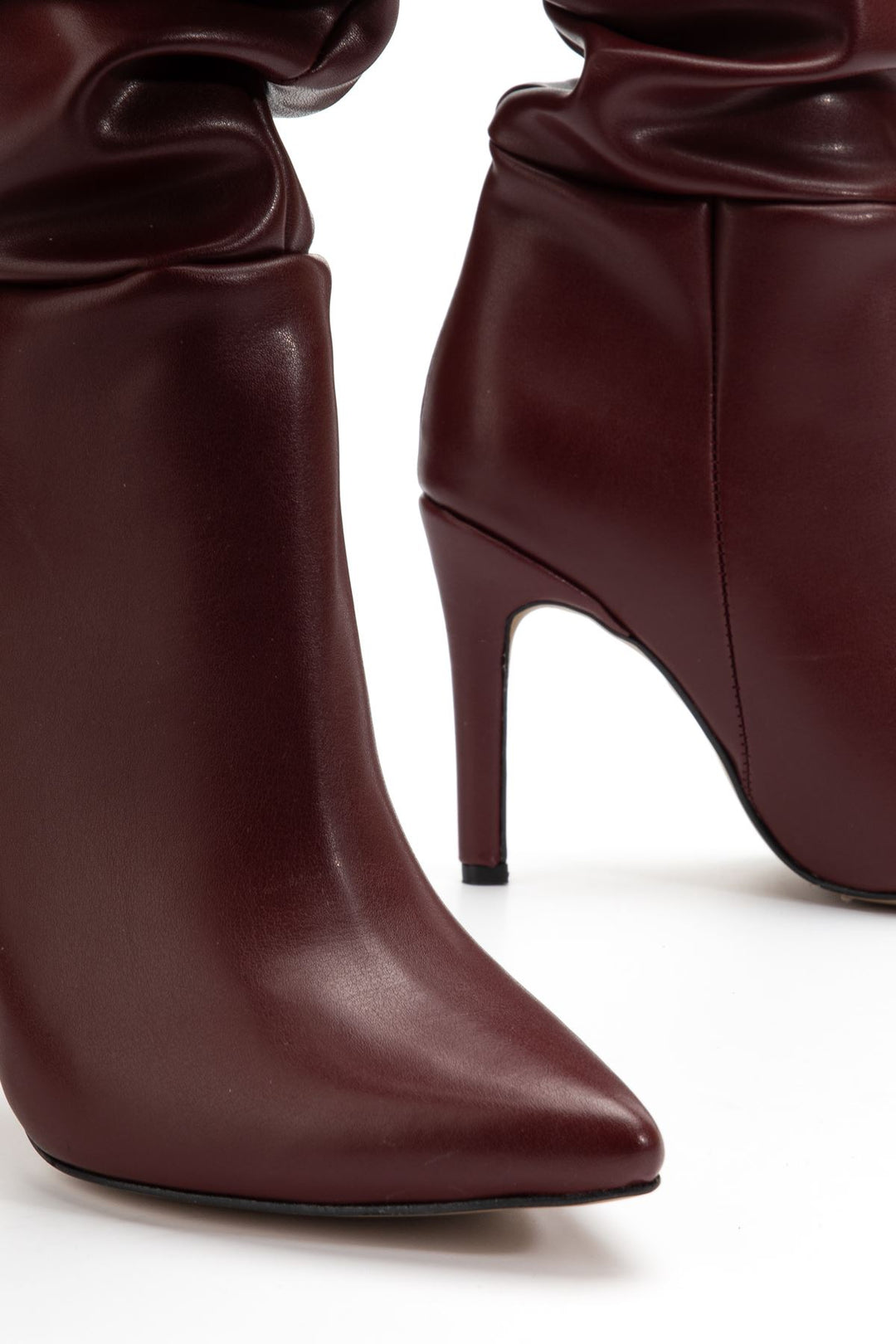 Benan Bordo Körüklü İnce Topuklu Kadın Çizme