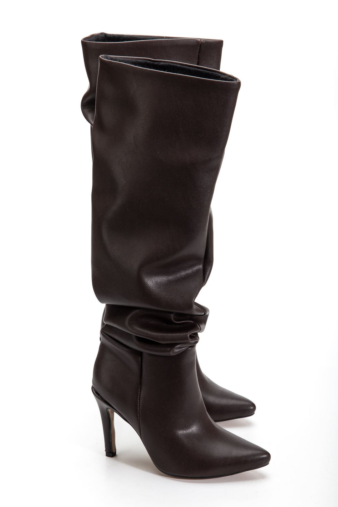 Benan Kahve Körüklü İnce Topuklu Kadın Çizme